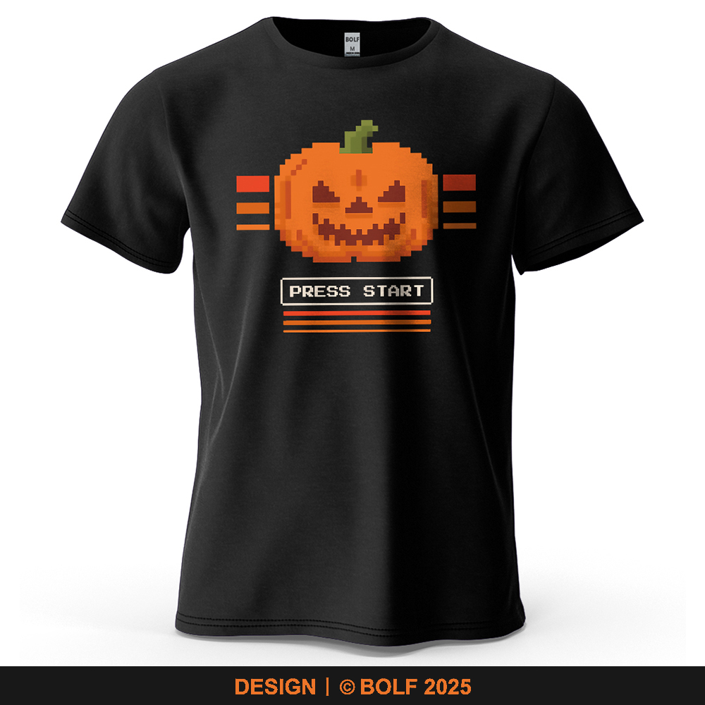 Retro Gaming Event - Halloween Pompoen Gedrukt Heren T-shirt 100%