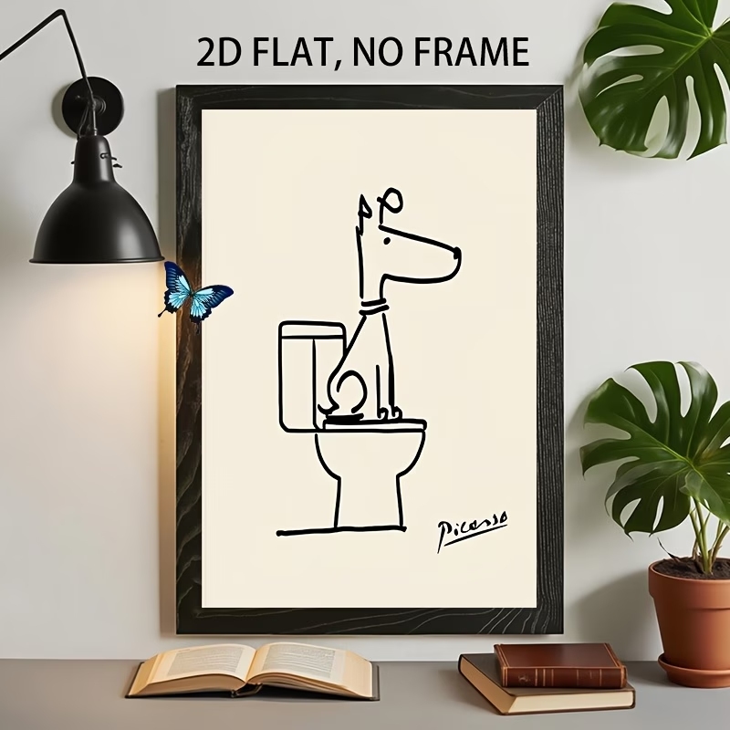 Retro Gaming Pictures - Moderne, retro leuke hondentoilet Picasso lijn