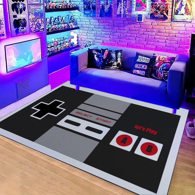 Retro Gaming Rug - Vintage NES-controller thema-tapijt, antislipmat met 'Let's