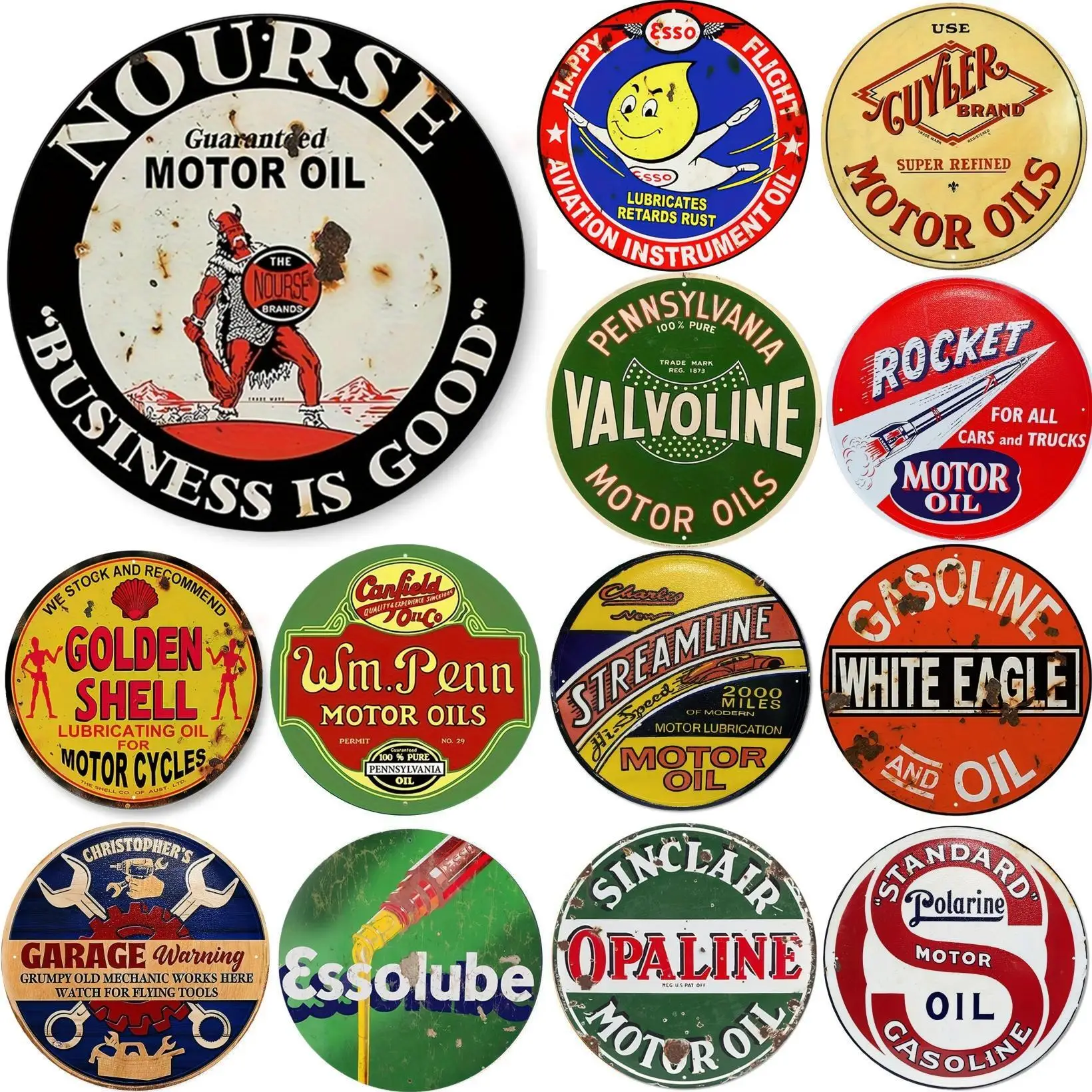 Vintage Motorolie Teken Ronde  - Retro Gaming Pictures recensie en prijs