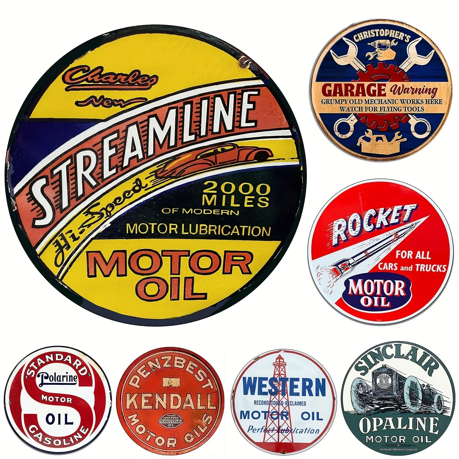 Vintage Motorolie Teken Ronde  - Retro Gaming Pictures recensie en prijs